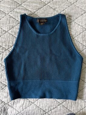 House of Harlow 1960 Teal Ribbed Cropped Tank